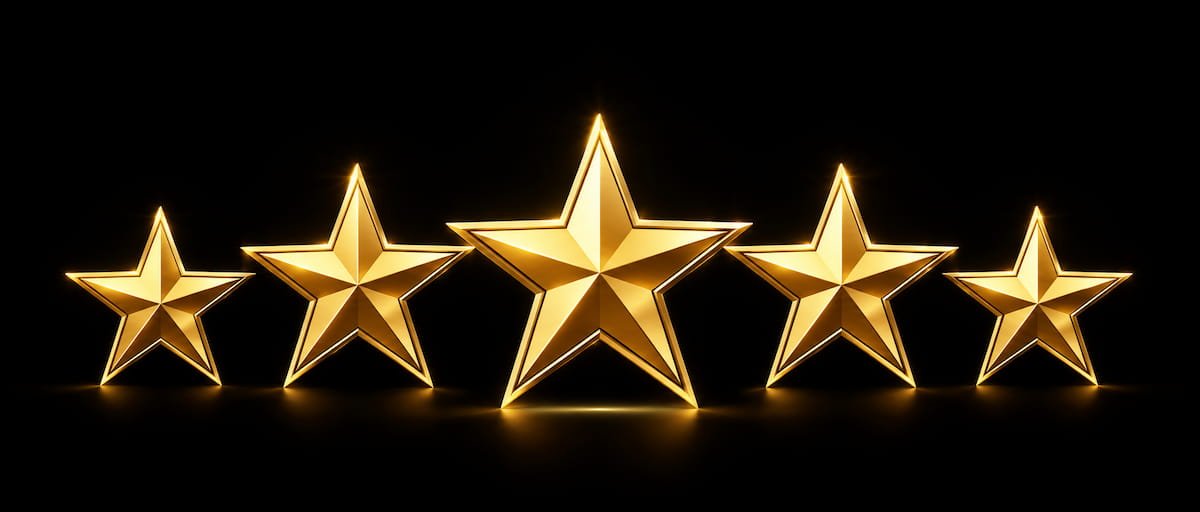 Five gold stars representing 5-star customer reviews for Bonnie & Clyde's Pressure Washing