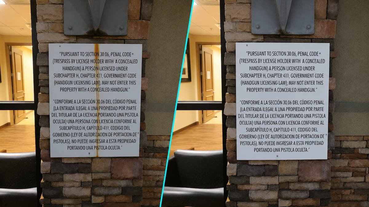 Commercial rust stain removal in Corsicana TX before and after building sign cleaning