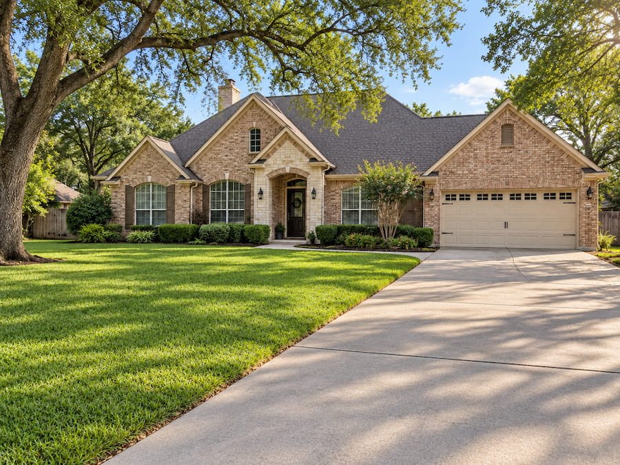 Home after house washing, roof cleaning, and driveway cleaning in Fairfield, TX