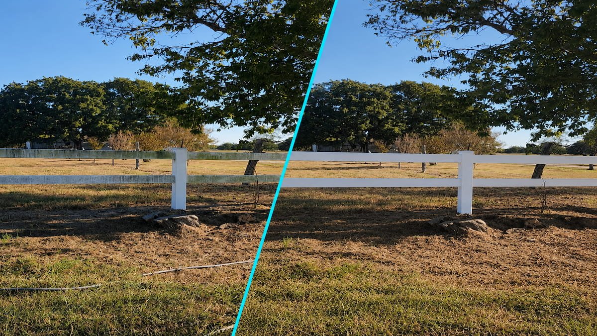 deck and fence cleaning - white vinyl fence in Corsicana, TX